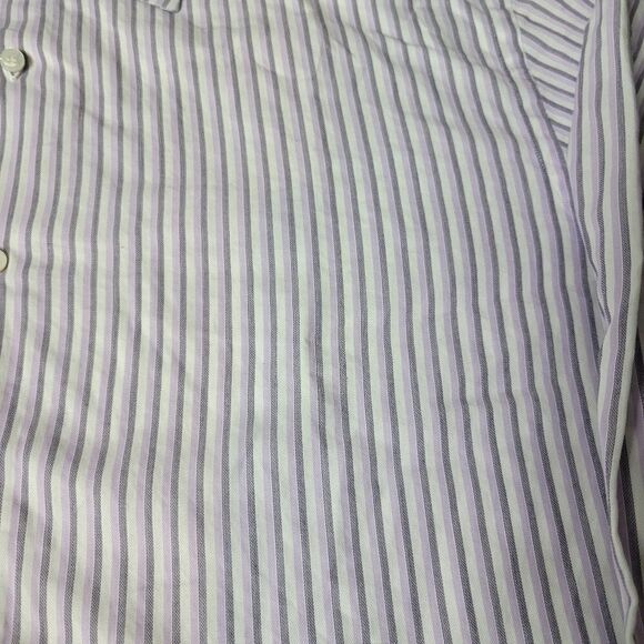 Brioni Men's Dress Formal Shirt Size L White And Purple Stripe French Cuff Grea - Picture 4 of 9